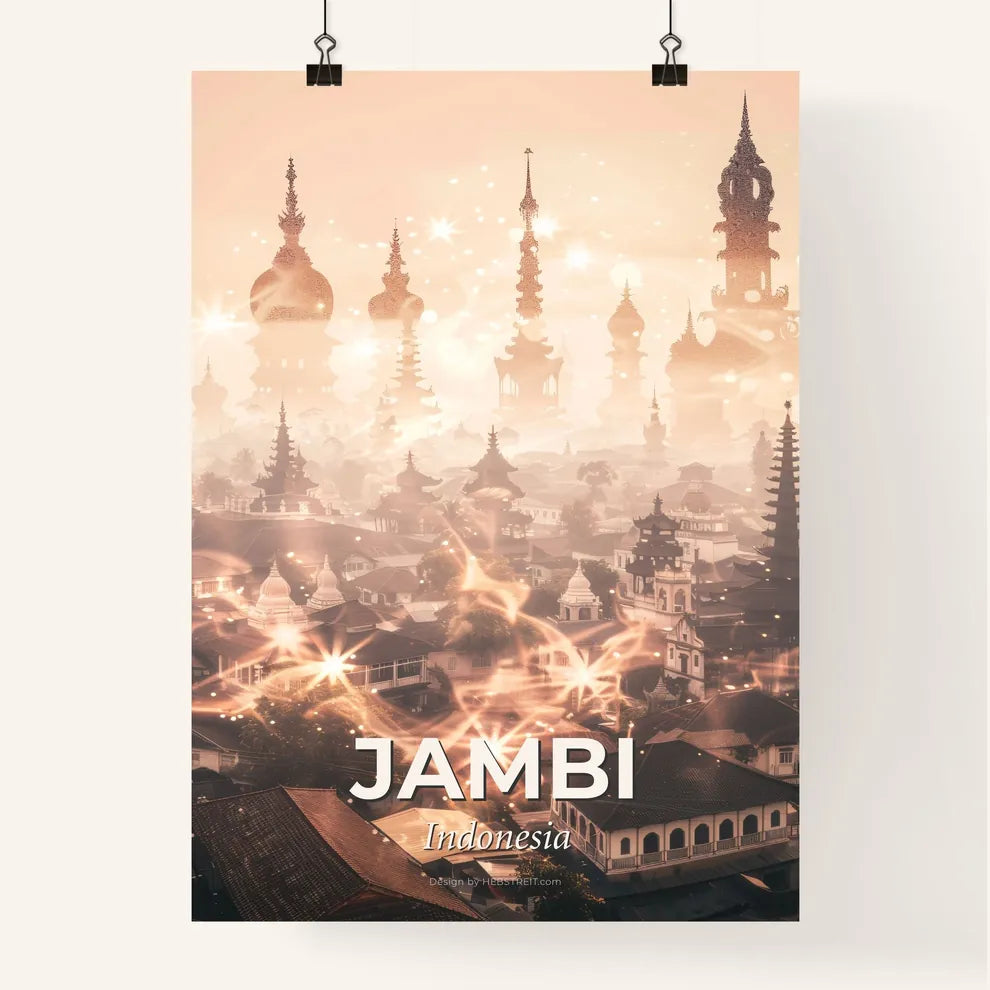 Jambi Skyline Architecture Double Exposure Poster Art Poster