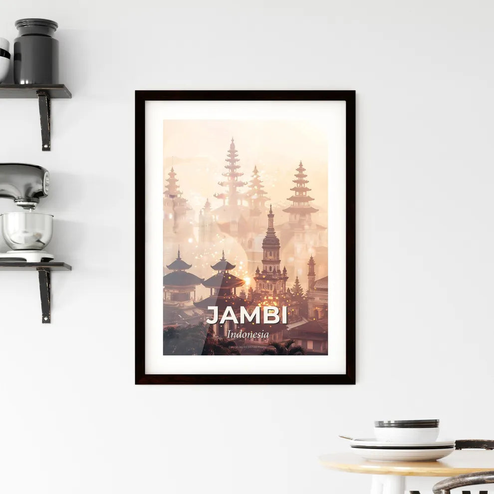 Jambi Skyline Double Exposure Art Print Framed Print