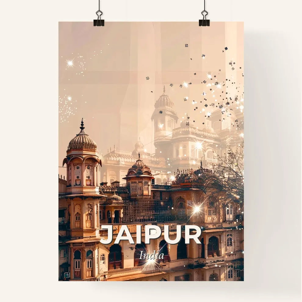 Jaipur Skyline Composite Artwork Bright Colors Poster