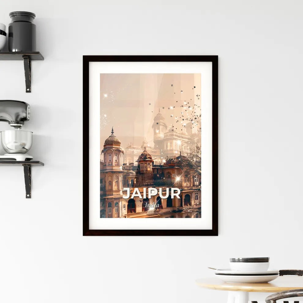 Jaipur Skyline Composite Artwork Bright Colors Framed Print