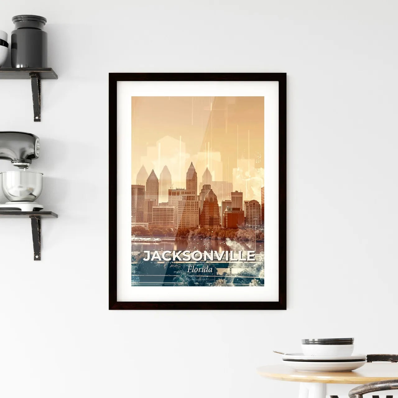 Jacksonville Skyline: Double Exposure Composite Art Framed Print