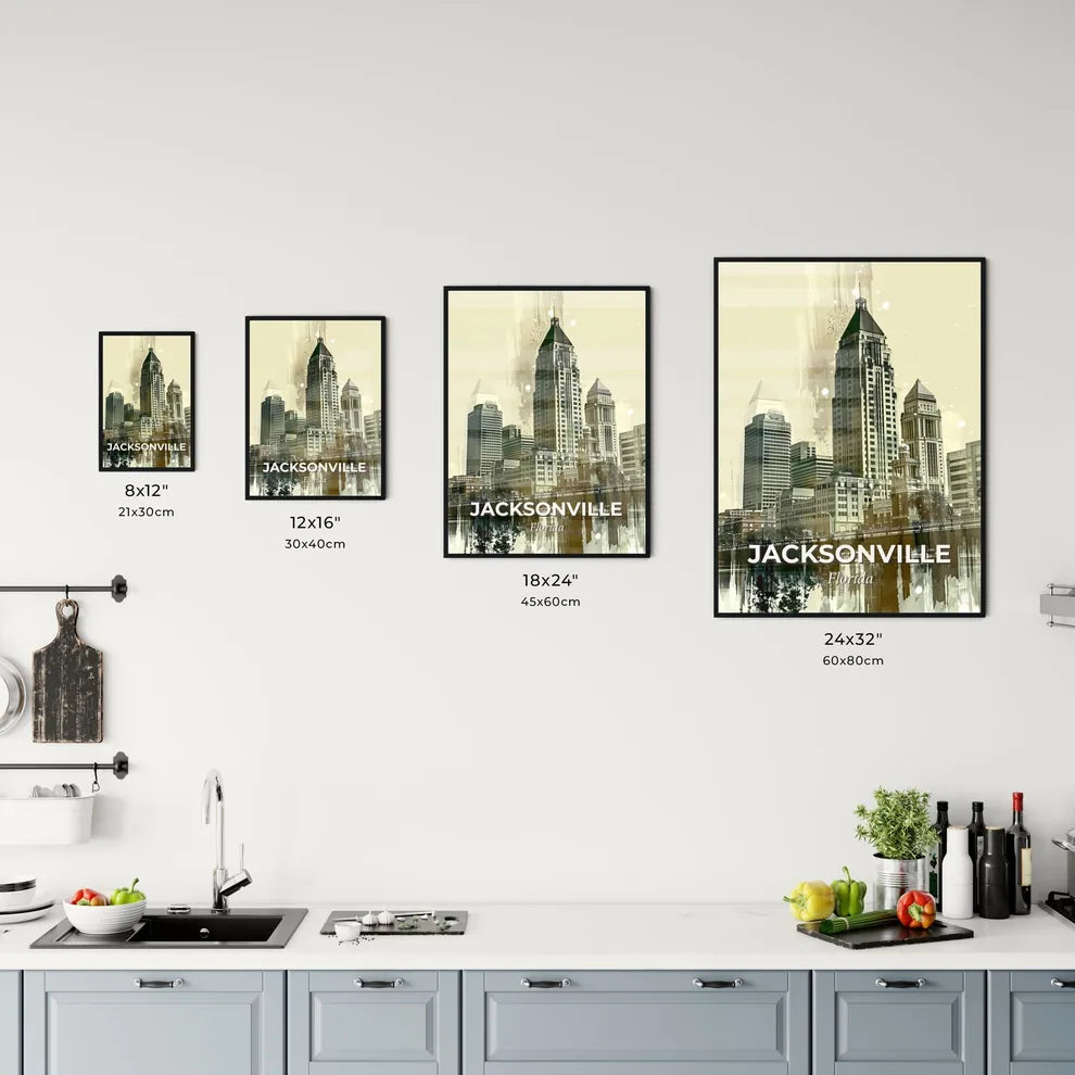 Jacksonville City Skyline Poster: Art Print Office Art