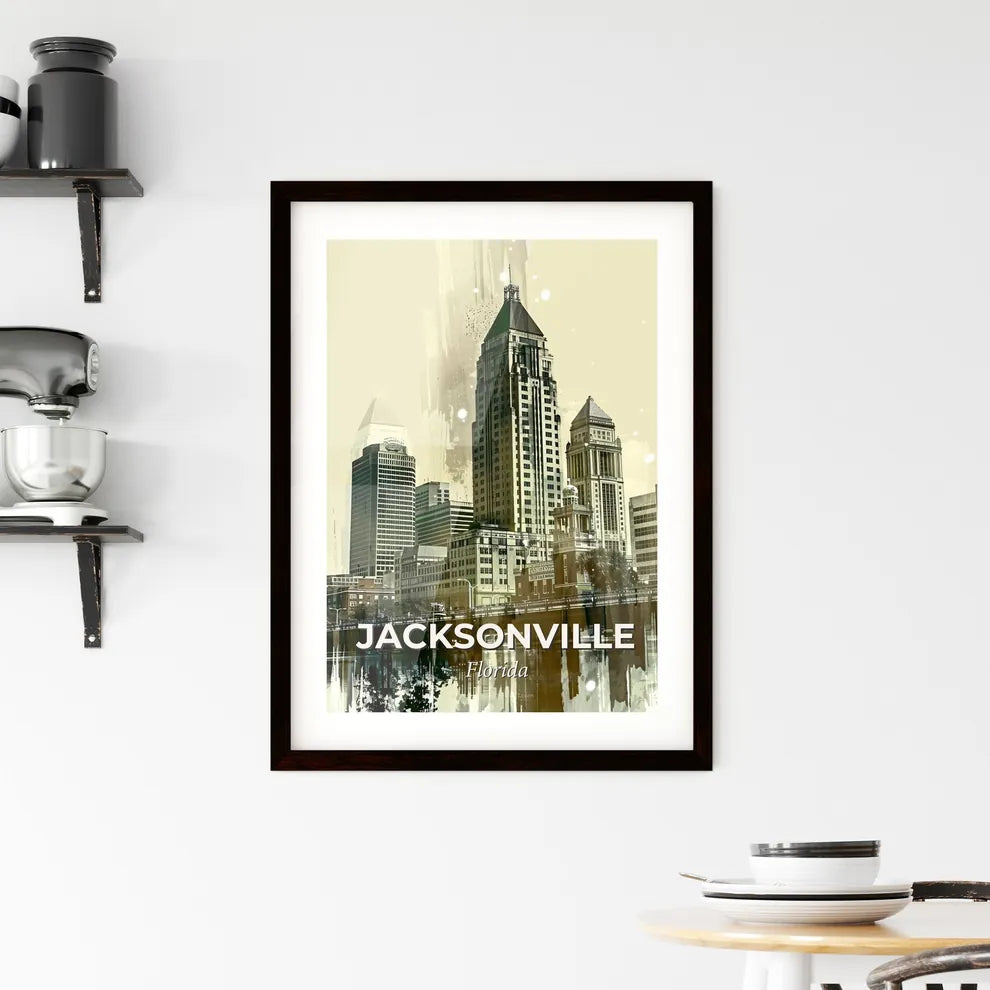 Jacksonville City Skyline Poster: Art Print Framed Print