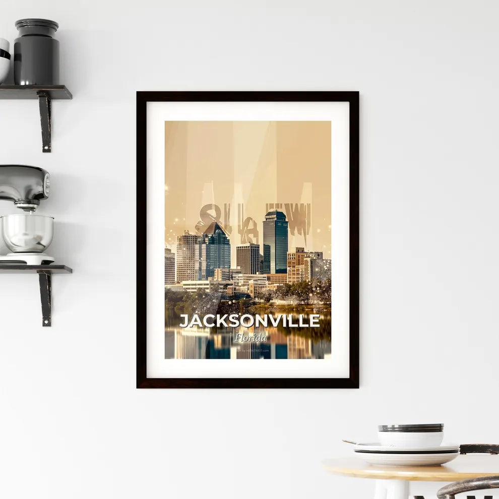 Jacksonville City Skyline Modern Composite Poster Art Framed Print