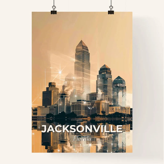 Jacksonville City Skyline Double Exposure Art Poster Poster
