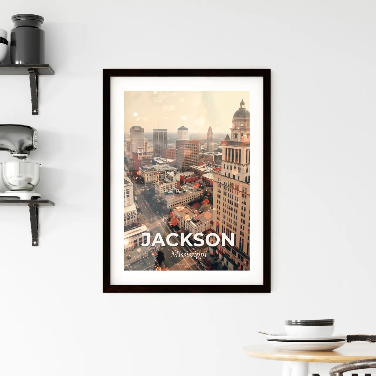 Jackson Mississippi City Lights Double Exposure Framed Print
