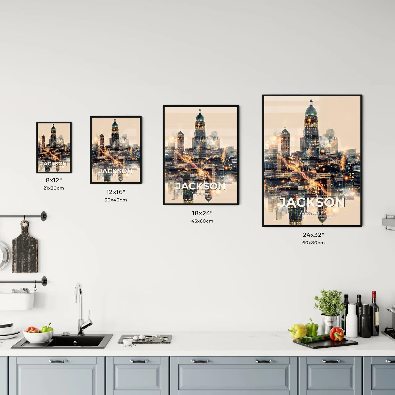 Jackson Double Exposure Skyline Art Poster Office Art