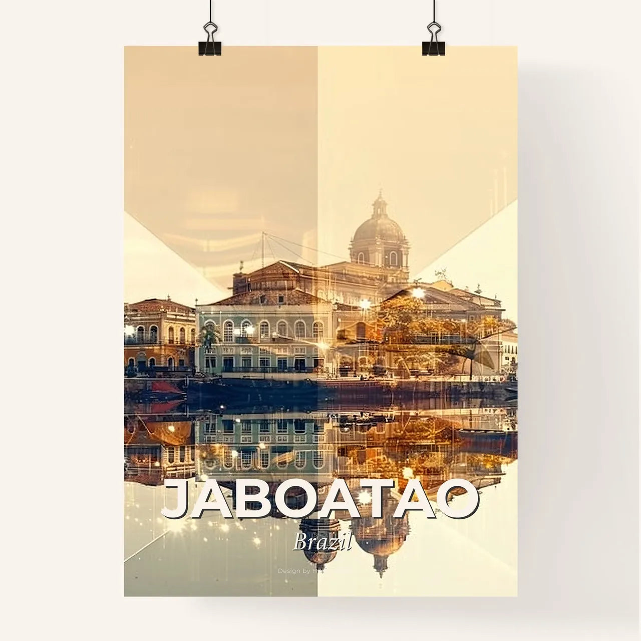 Jaboatao Cityscape Symphony: Local Charm on Beige Poster