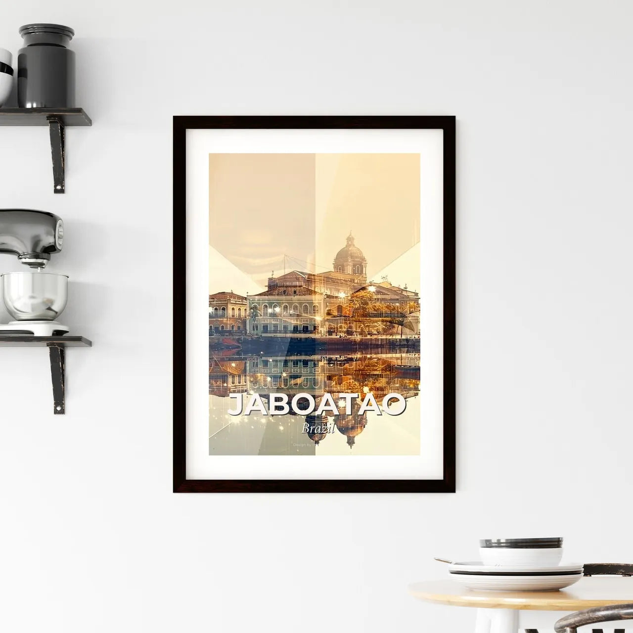 Jaboatao Cityscape Symphony: Local Charm on Beige Framed Print