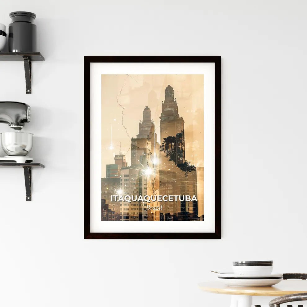 Itaquaquecetuba Skyline Art: Local Icons Sparkle Framed Print