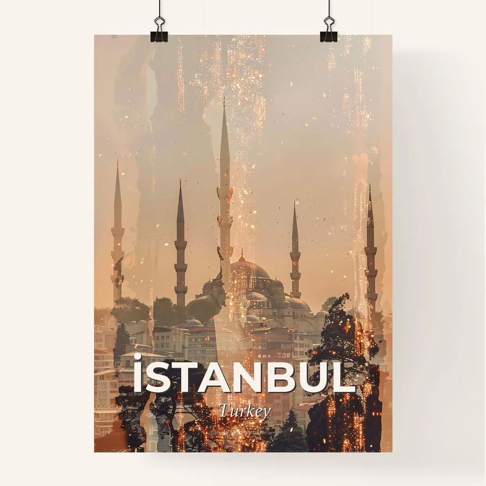 Istanbul City Skyline Double Exposure Poster