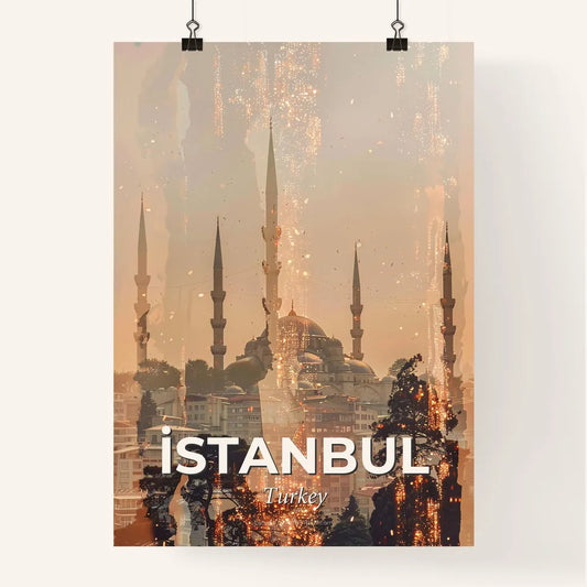 Istanbul City Skyline Double Exposure Poster