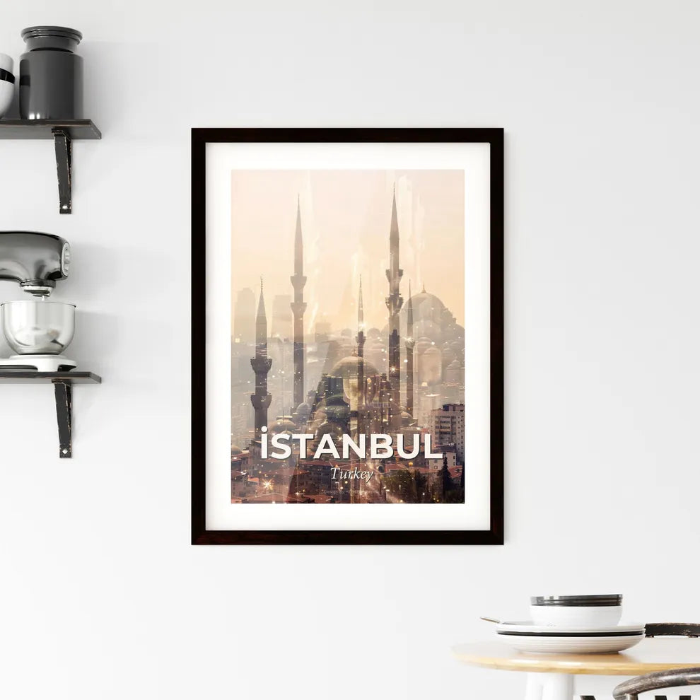 Istanbul Skyline Art: Double Exposure Composite Framed Print