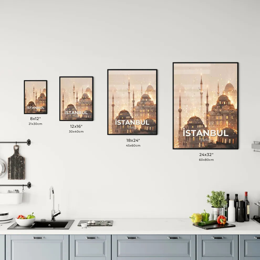 Istanbul City Lights Architectural Art Poster Office Art