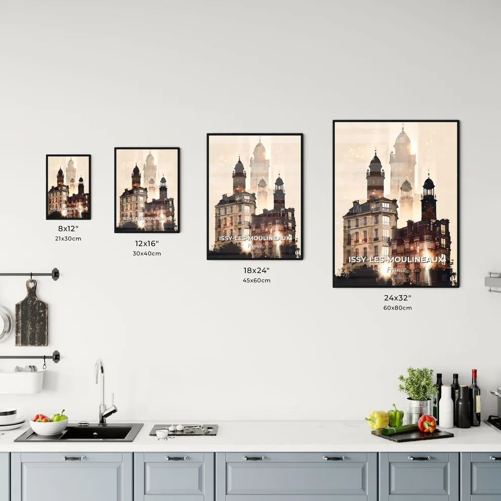 Issy Skyline: Double Exposure Silhouette Sparkle Beige Office Art