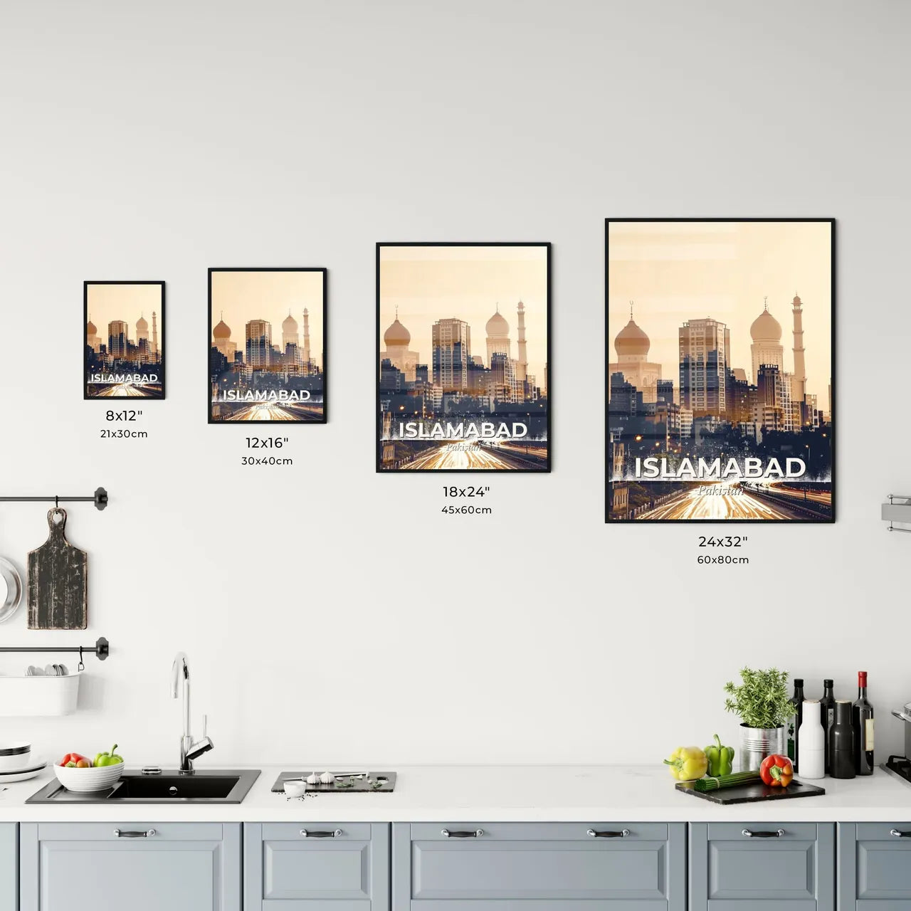 Islamabad Skyline Composite Art Vibrant Beige Minimalist Office Art