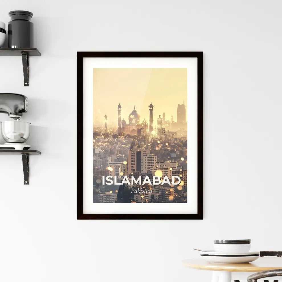 Islamabad Skyline Vintage Beige Poster Art Framed Print