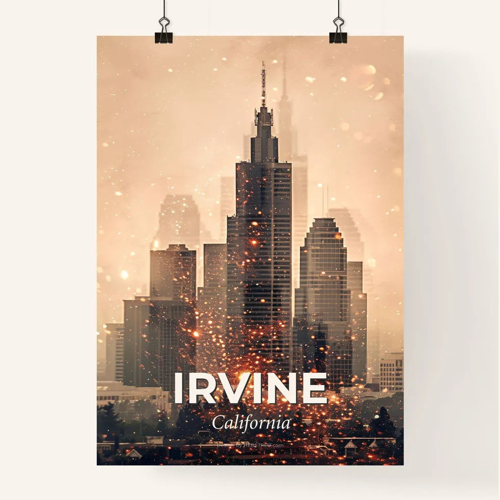 Irvine Skyline Double Exposure Art Poster Poster
