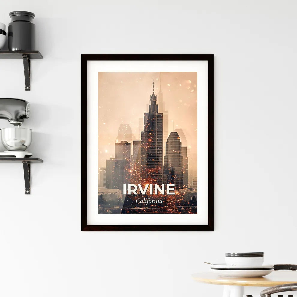 Irvine Skyline Double Exposure Art Poster Framed Print