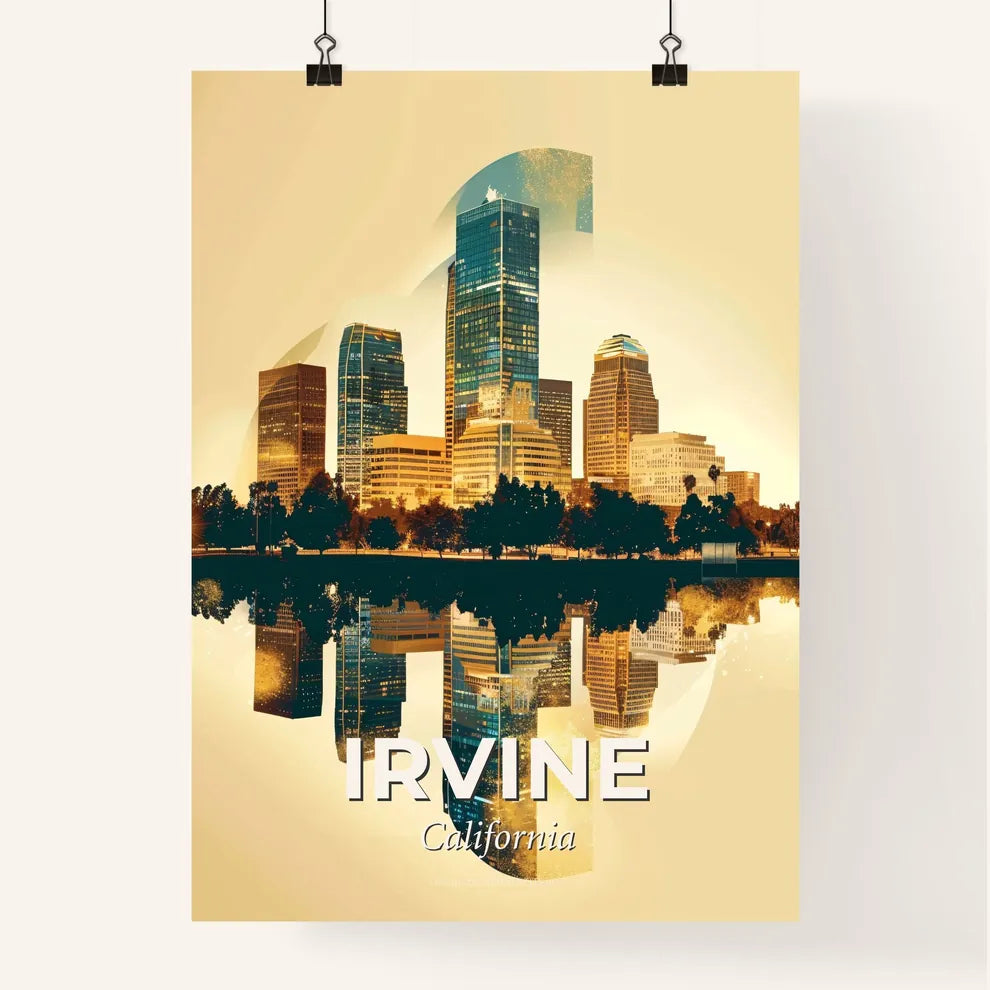 Irvine City Skyline Glow Composite Art Poster