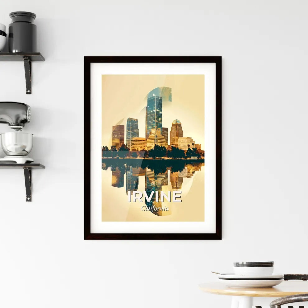 Irvine City Skyline Glow Composite Art Framed Print