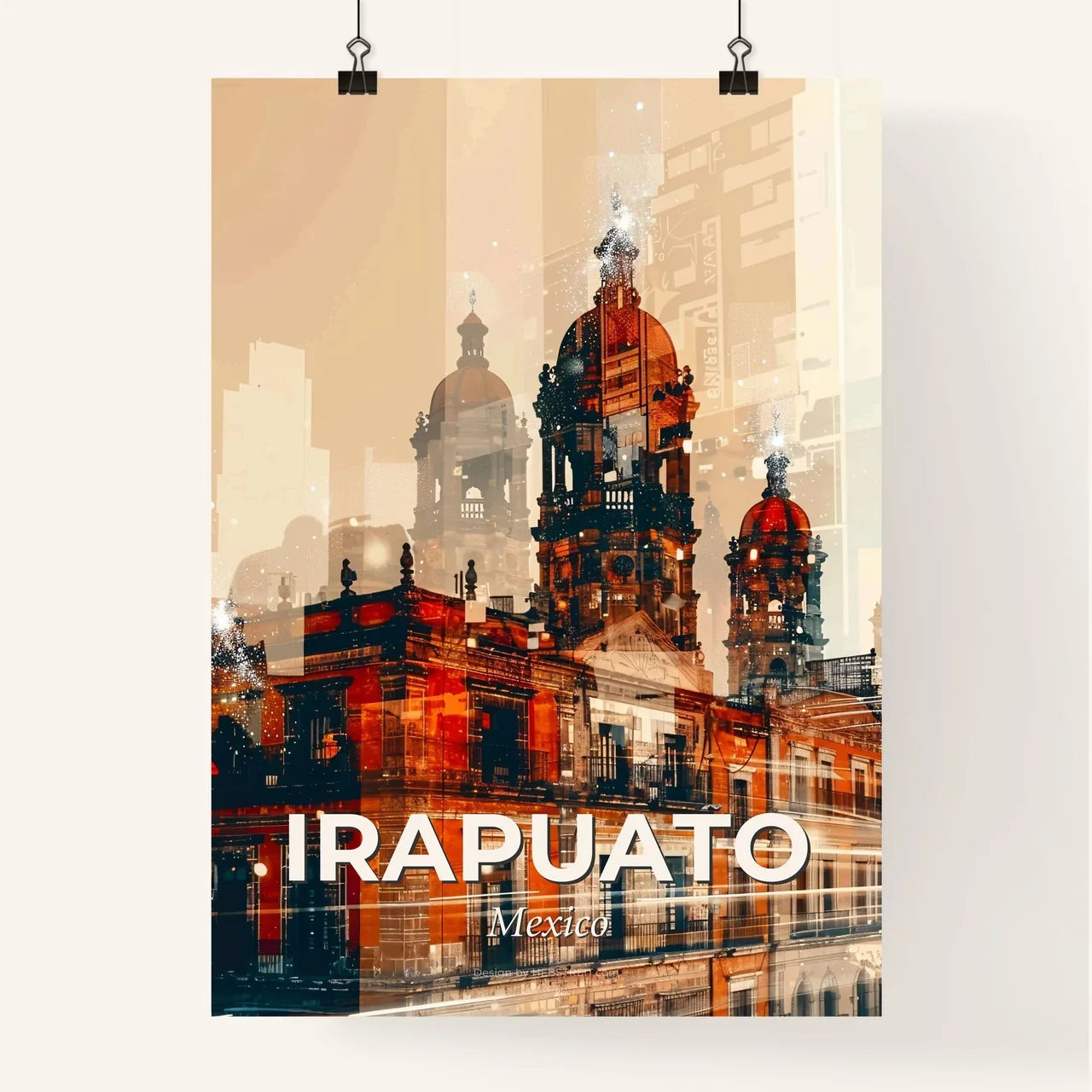 Irapuato City Skyline Sunset Silhouette Poster