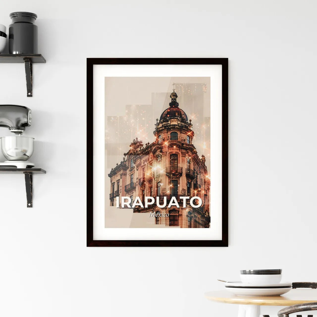 Irapuato City Icons Skyline Poster Framed Print