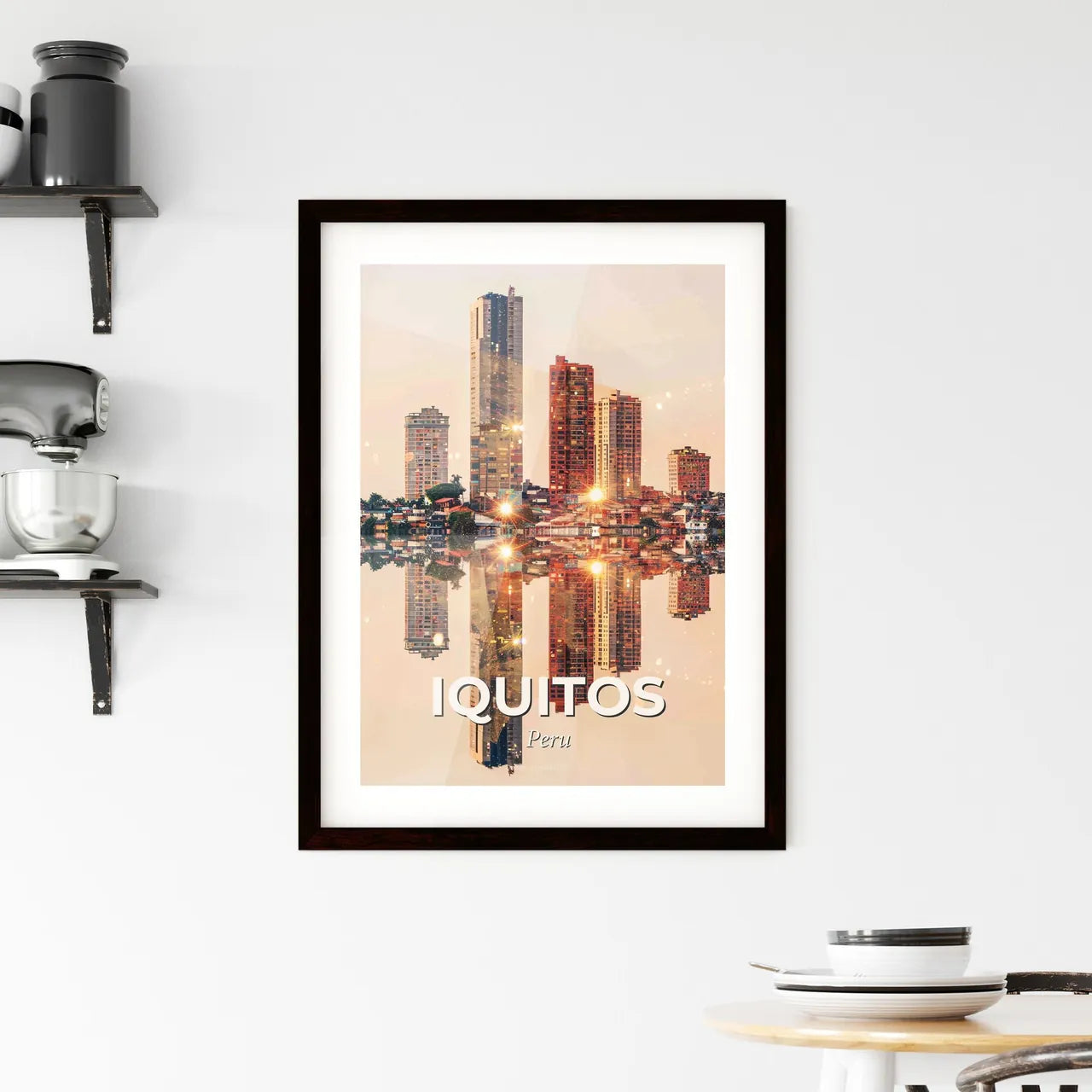Iquitos Peru City Skyline Composite Art Poster Framed Print