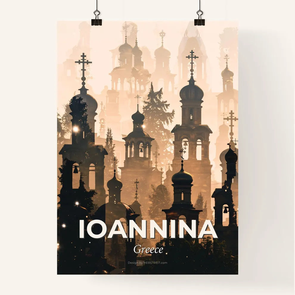 Ioannina City Skyline Silhouette Composite Art Print Poster