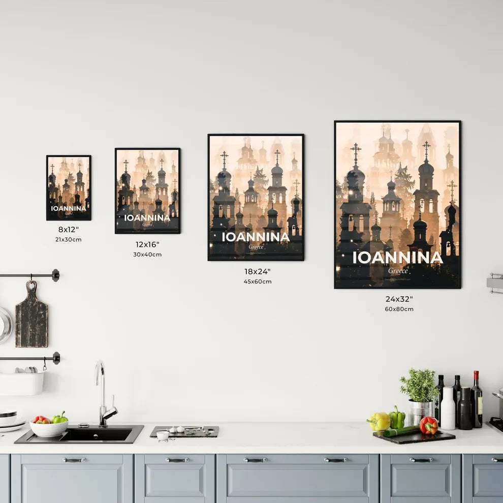 Ioannina City Skyline Silhouette Composite Art Print Office Art