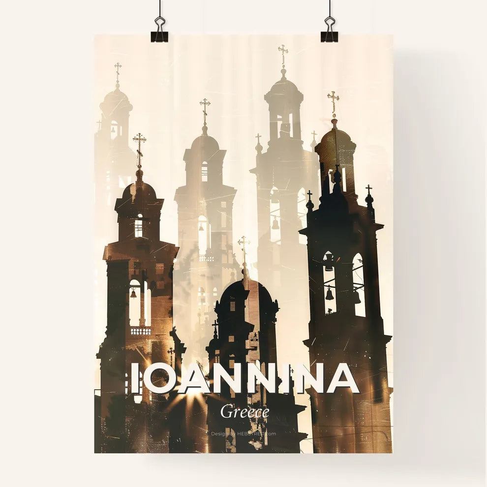 Ioannina City Skyline Double Exposure Poster Poster