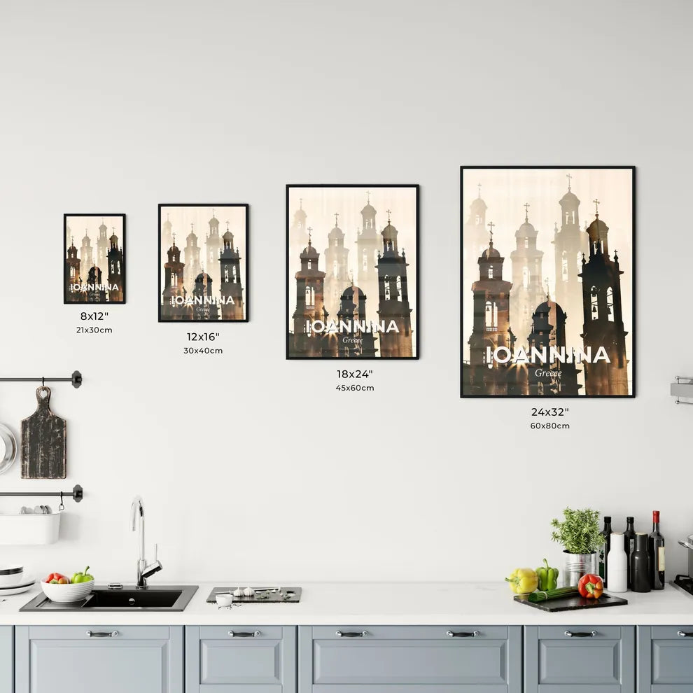 Ioannina City Skyline Double Exposure Poster Office Art