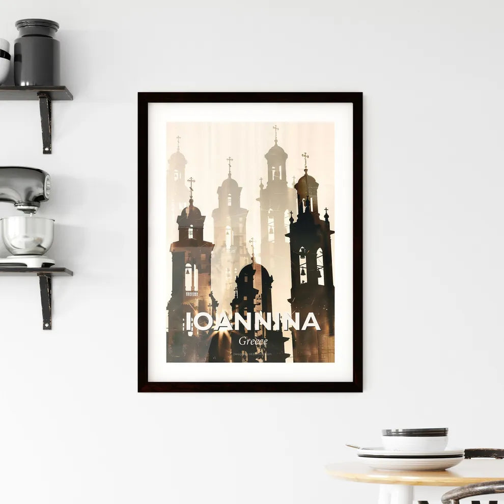 Ioannina City Skyline Double Exposure Poster Framed Print