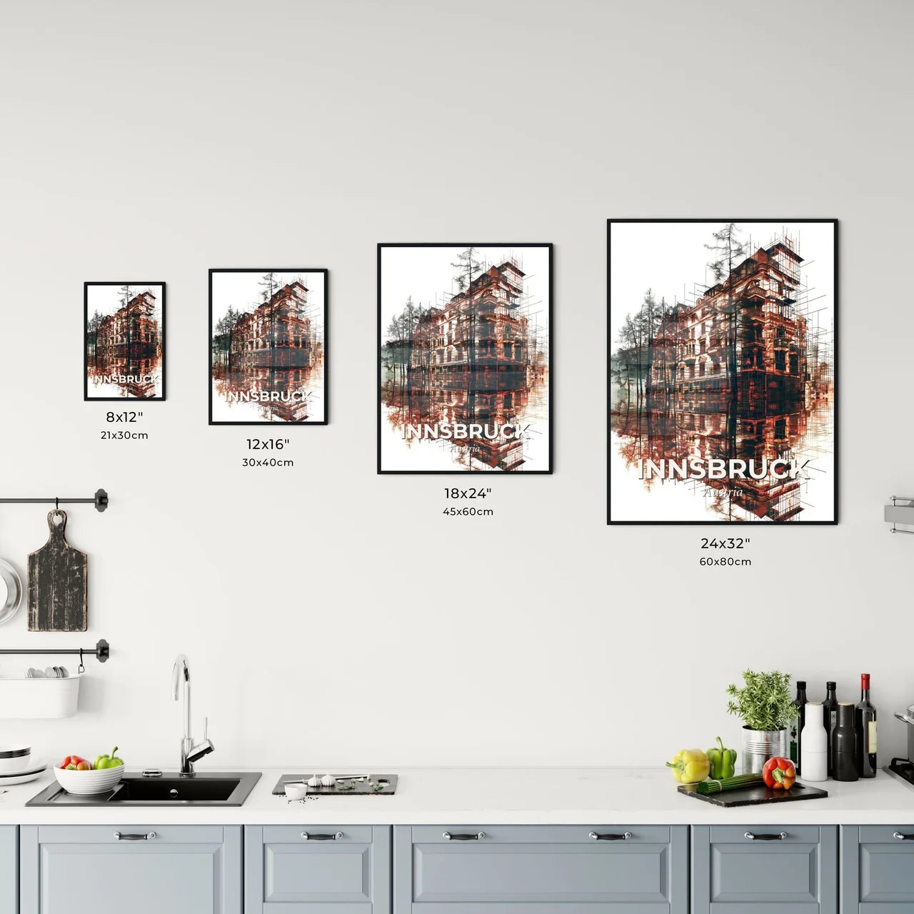 Innsbruck Skyline Double Exposure Art Poster Office Art