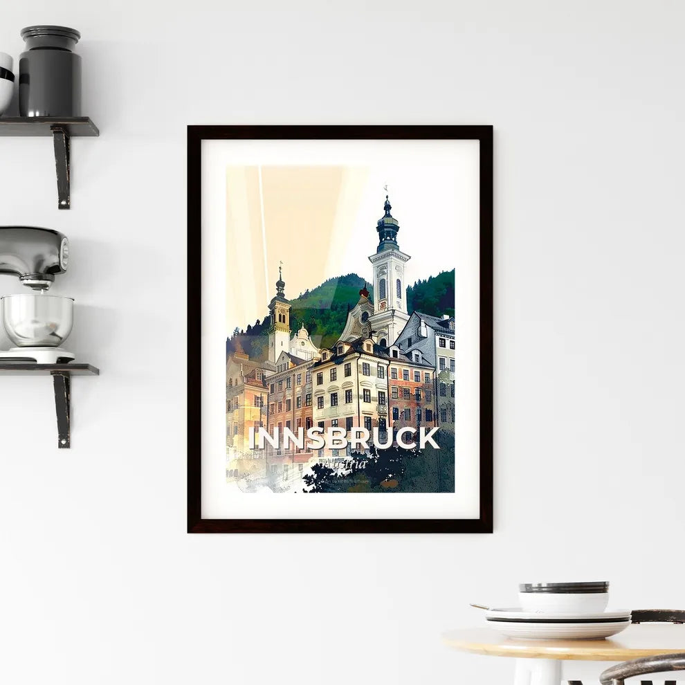 Innsbruck Skyline Composite Art Poster Framed Print