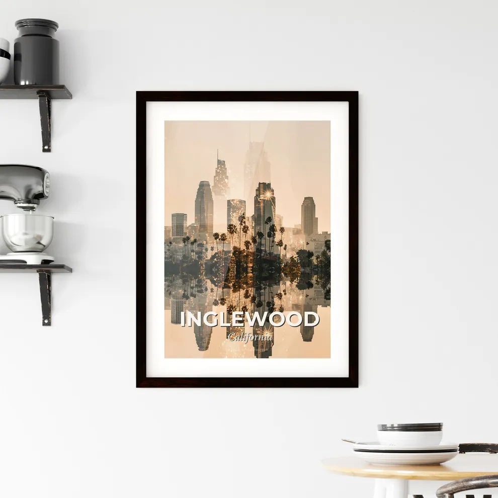 Inglewood Cityline Composite Skyline Poster Art Framed Print