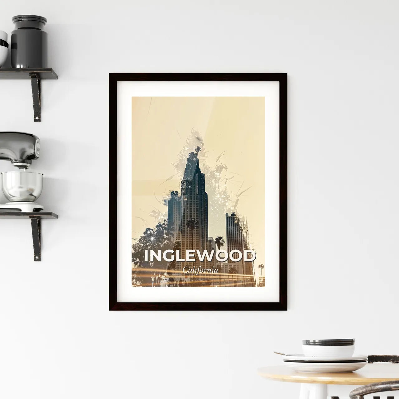 Inglewood Skyline Composite Art Poster Framed Print