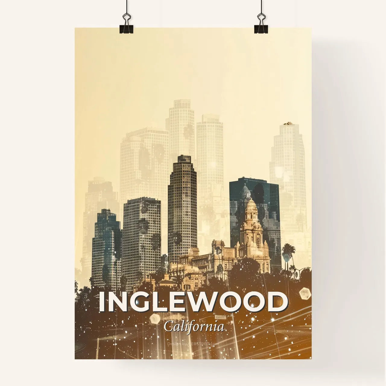 Inglewood California Landmark Skyline Art Print Poster
