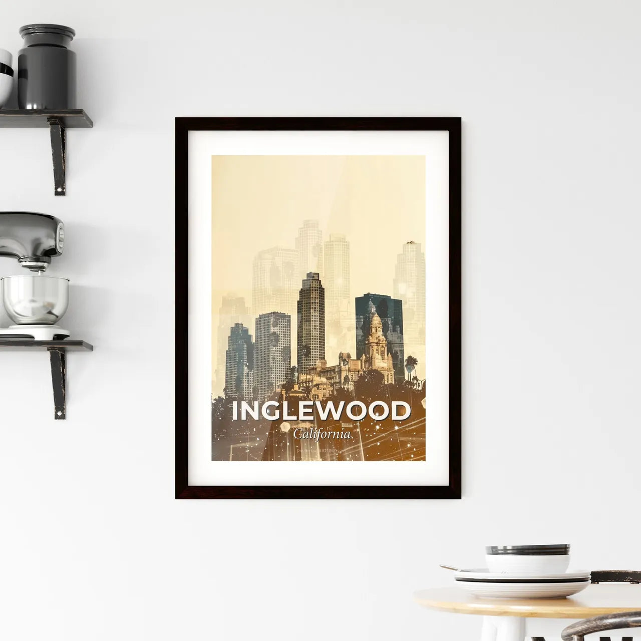Inglewood California Landmark Skyline Art Print Framed Print