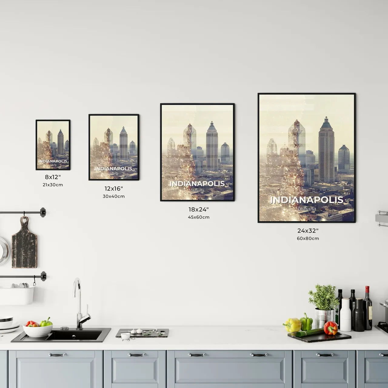 Indianapolis: City Skyline and Iconic Sights Poster Office Art