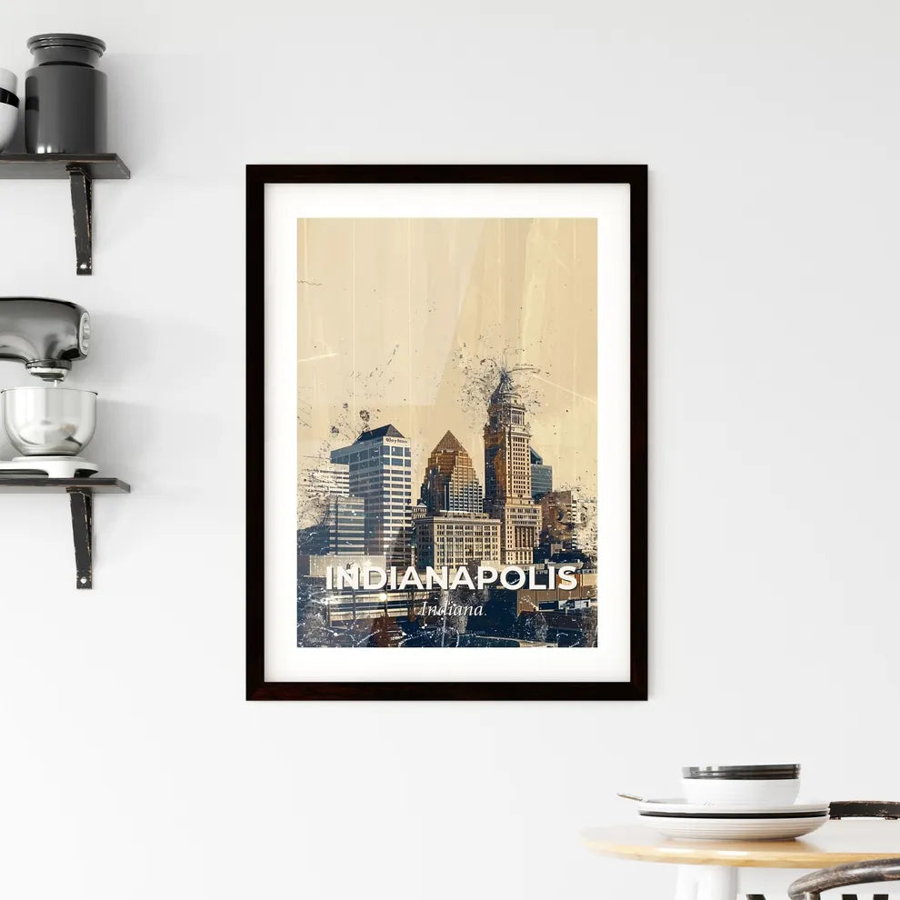 Indianapolis Skyline Sparkles Poster Framed Print