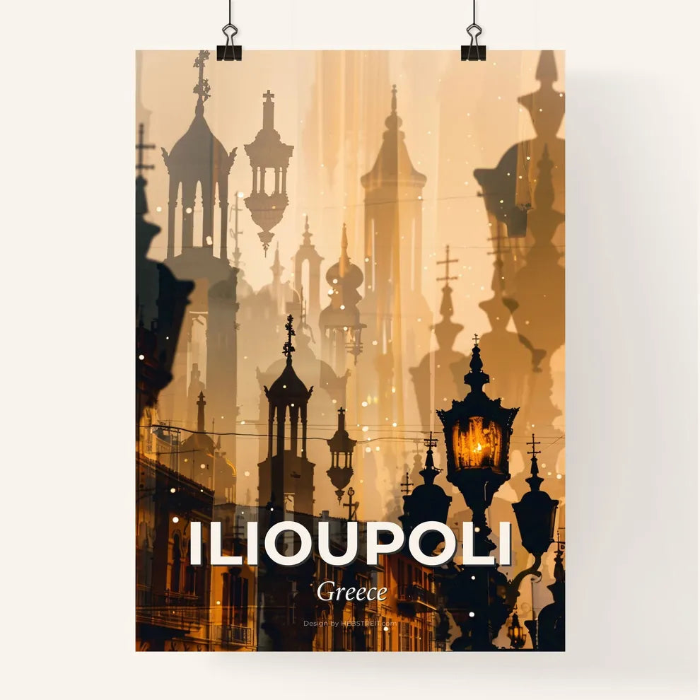 Ilioupolis Skyline Artistic Nightfall Poster Poster