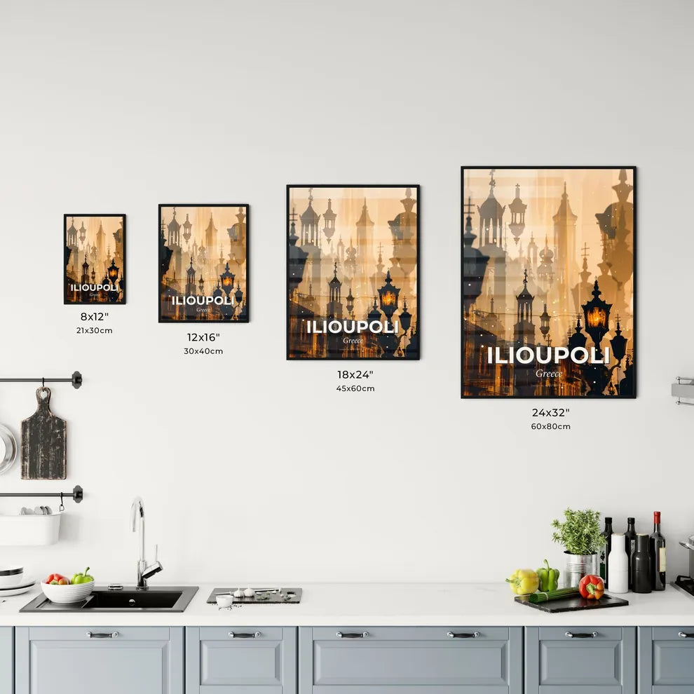 Ilioupolis Skyline Artistic Nightfall Poster Office Art