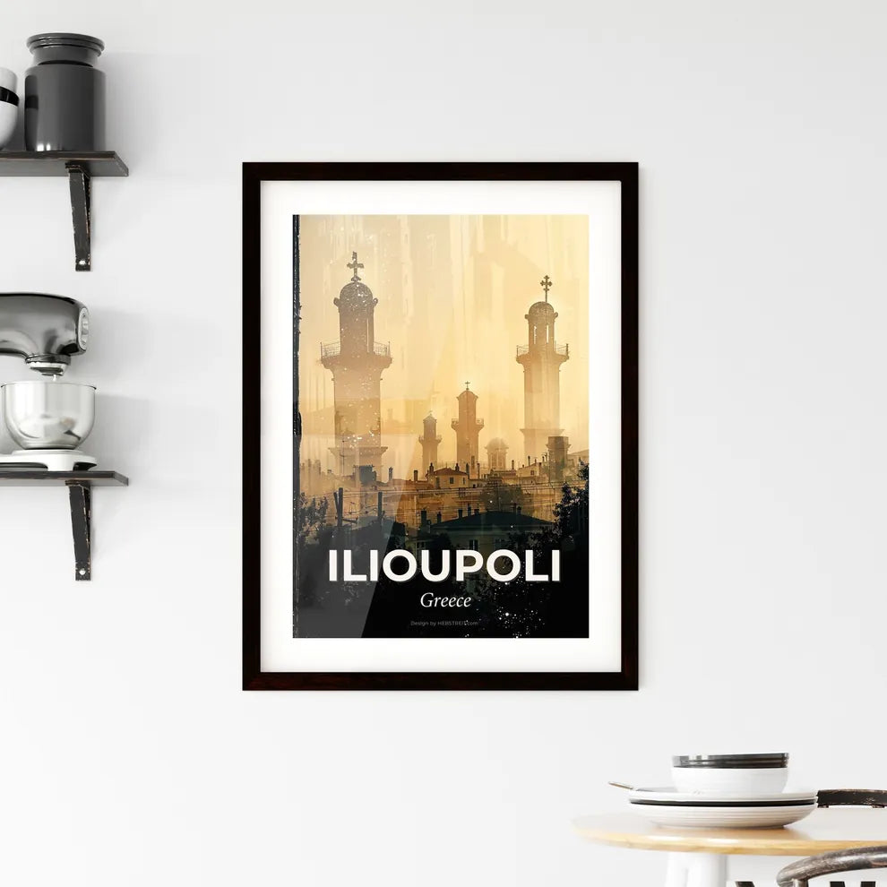 Ilioupoli Skyline Composite Art Poster Framed Print
