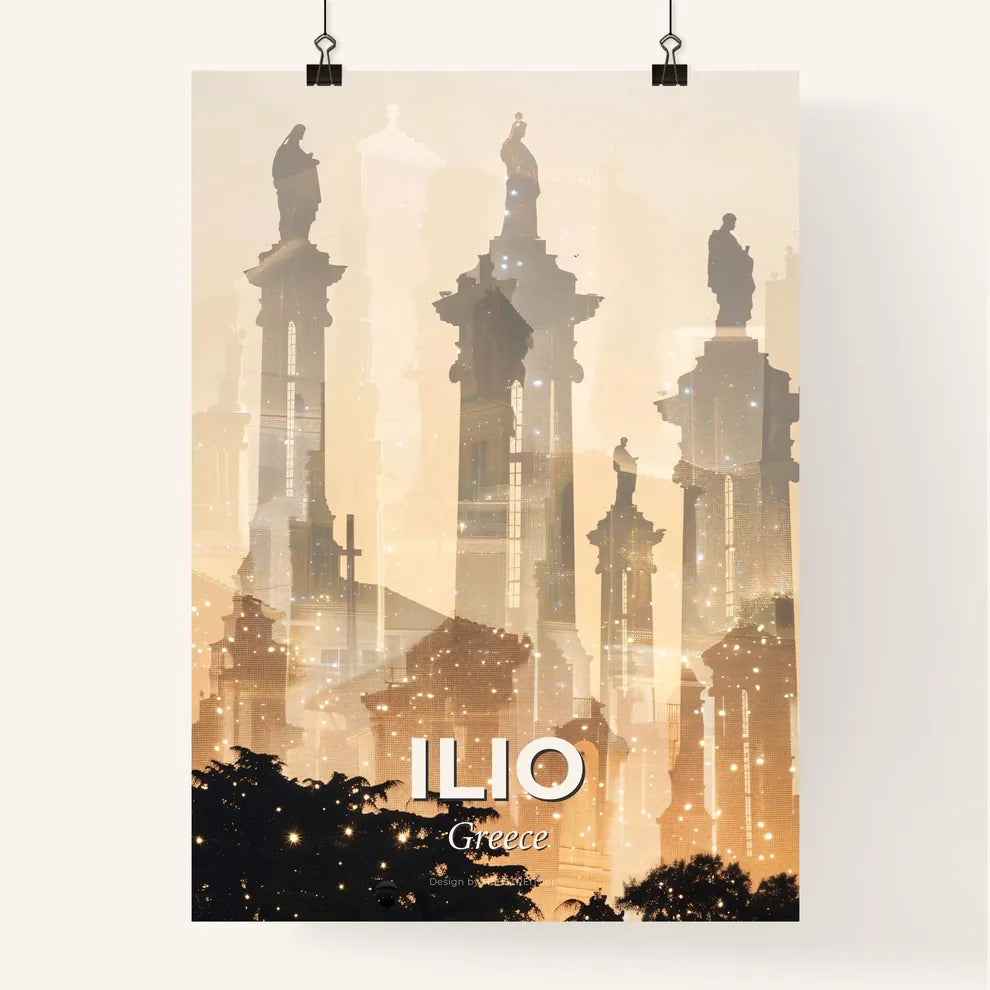 Ilio Greece Silhouette Cityscape Poster Art Poster