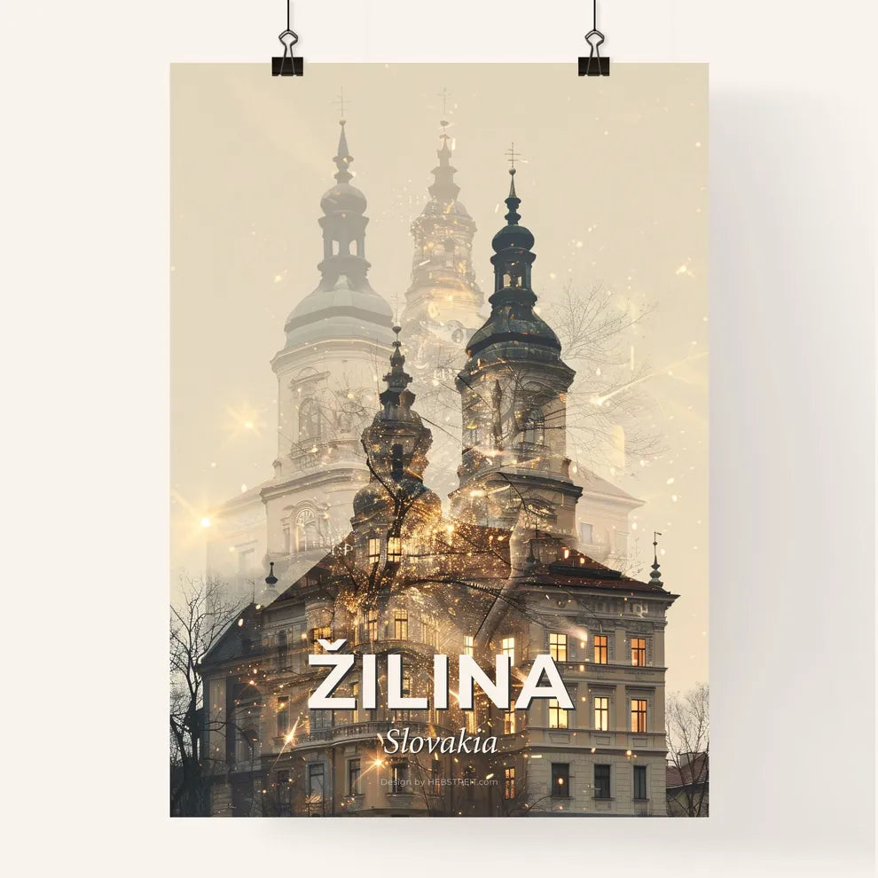 Zilina City Skyline Double Exposure Poster Poster
