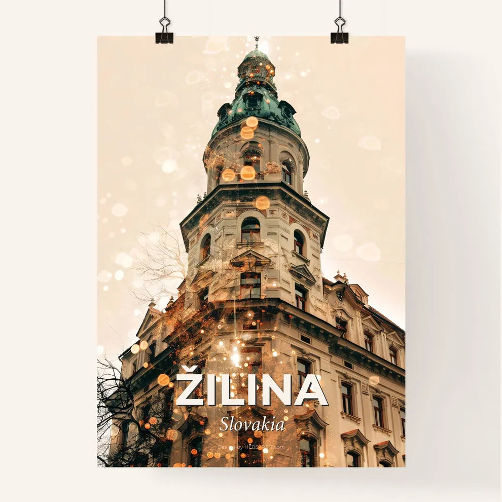 Žilina Cityscape: Double Exposure Art Deco Poster