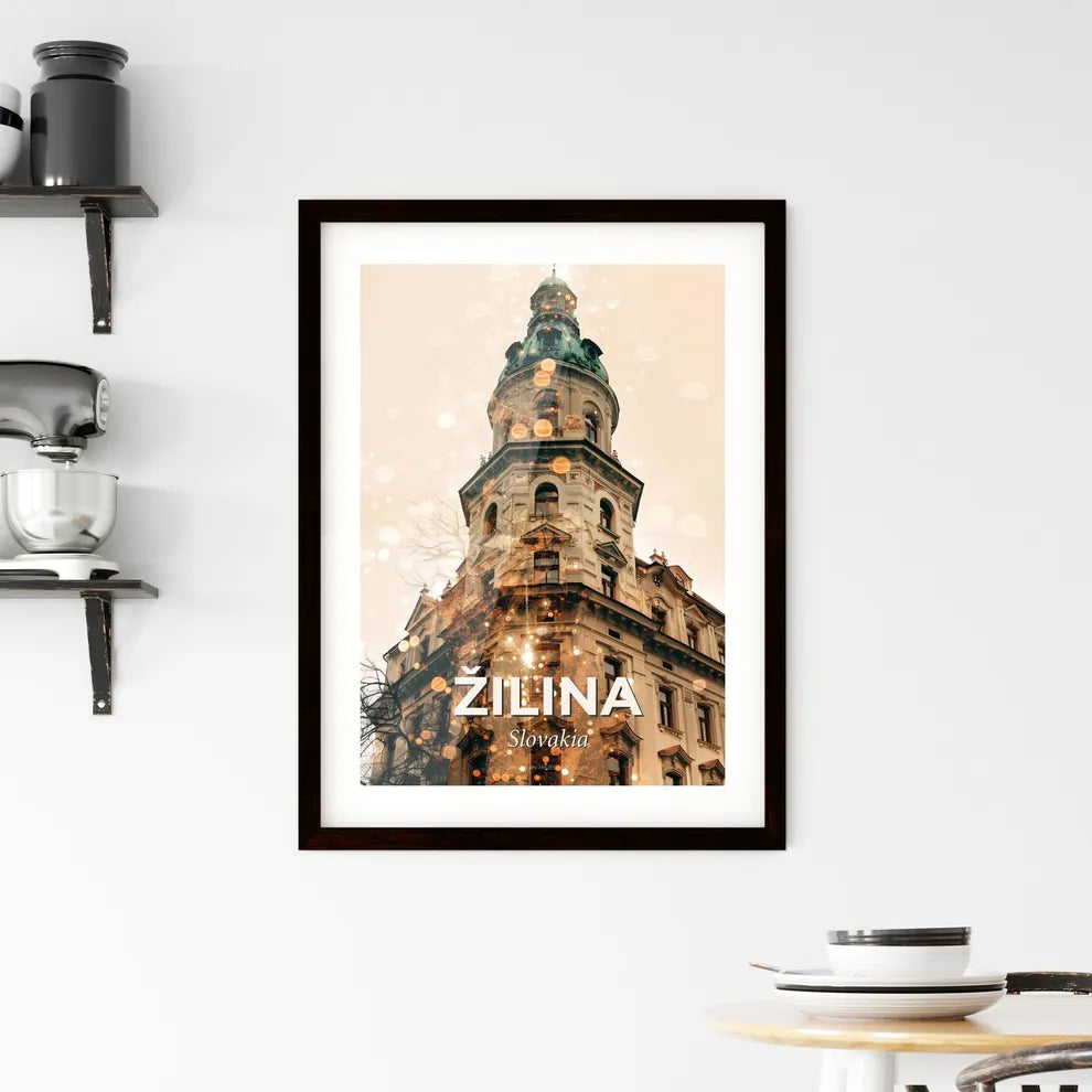 Žilina Cityscape: Double Exposure Art Deco Framed Print