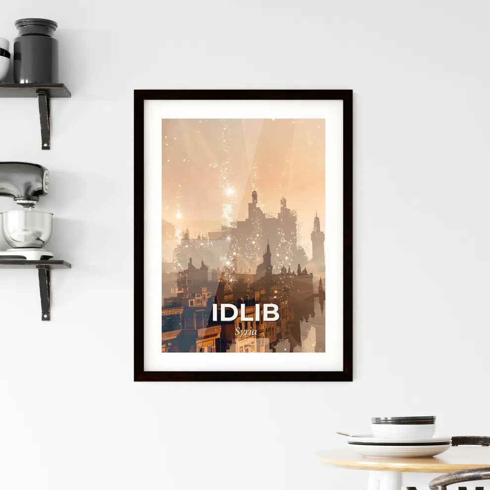 Idlib's Skyline Double Exposure Cityscape Art Poster Framed Print