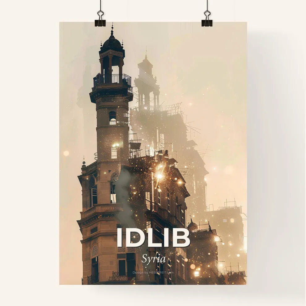 Idlib City Skyline Composite Art Bright Beige Poster